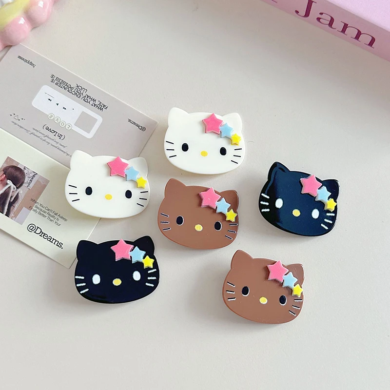 Заколка для волос Kawaii Star Kt Cat, симпатичная Милая заколка для волос в виде кошки, аниме мультяшный боковой зажим для женщин и девочек, модные аксессуары для волос