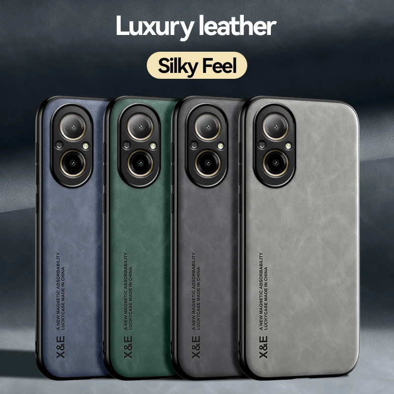 Роскошный кожаный магнитный противоударный чехол для Realme C51 C53 C55 C63 C67 C75 4G 5G с металлической пластиной, защитная крышка, мягкий чехол для телефона