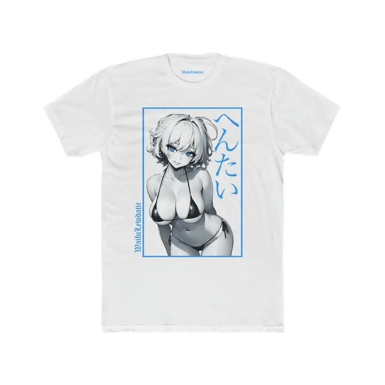 Фото Lewdatic H*ntai Синяя мужская хлопковая футболка Crew №3