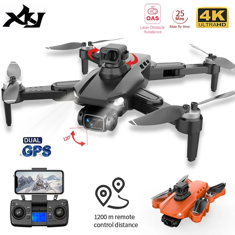Квадрокоптер XKJ L900 PRO SE MAX складной, 4K, HD, двойная камера, лазерный обход препятствий, бесщеточный, 1200 м