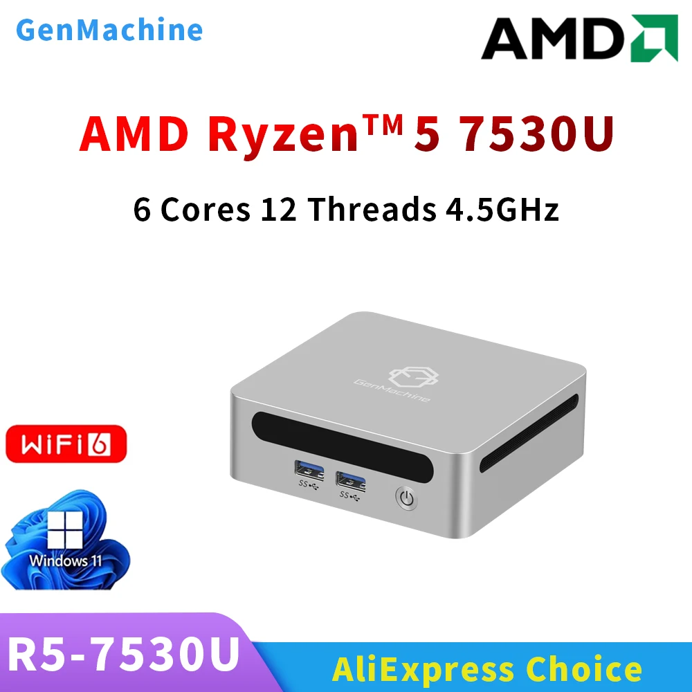 Генмашина И Рюзен ™   5 7530U DDR4 3200 МГц RAM Win 11 МИНИ-ПК 6 ядер 12 потоков 2,0 ГГц до 4,5 ГГц TDP 15 Вт WIFI6 игровой компьютер «сделай сам»