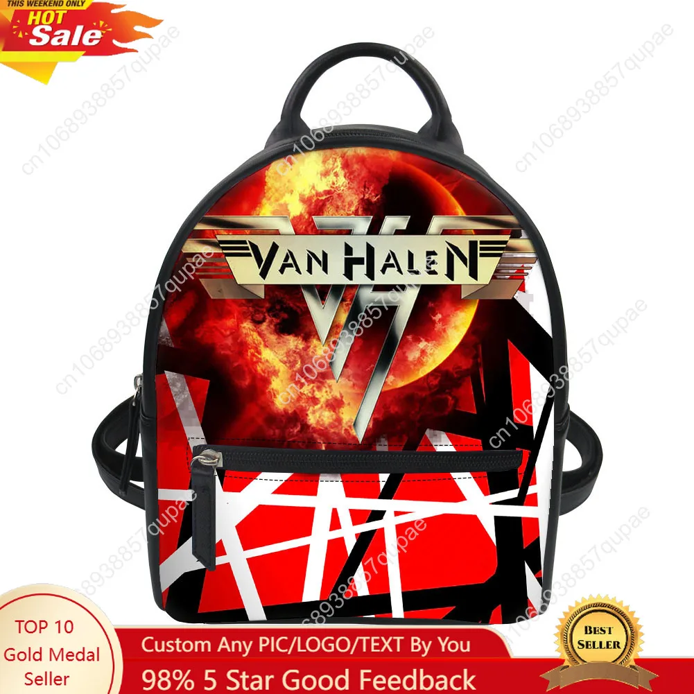 Van Evh 551 полосатый рюкзак Halen Rock Band на заказ, кошелек, женские школьные сумки, двойная сумка на плечо, мини-рюкзак, кожаная дорожная сумка