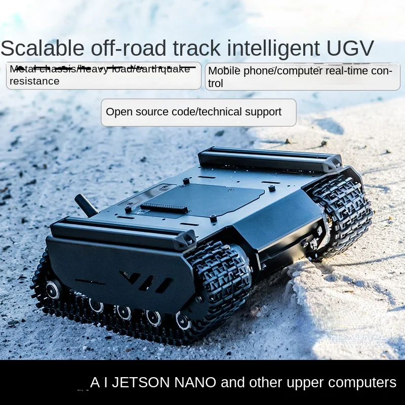 Масштабируемый внедорожный UGV мобильный робот-трек шасси поддерживает несколько верхних компьютеров для скалолазания