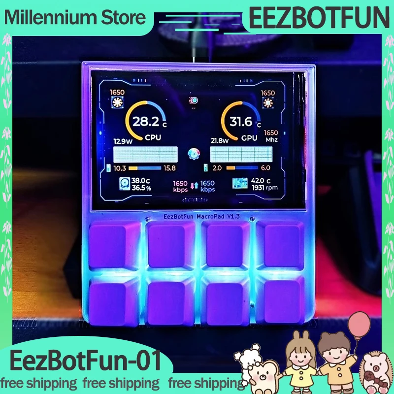 EezBotFun Механическая Stream Deck RGB Проводная клавиатура с 3,5-дюймовым экраном Hot Swap Custom Mini Streamdeck Gamer ПК Аксессуары Подарок