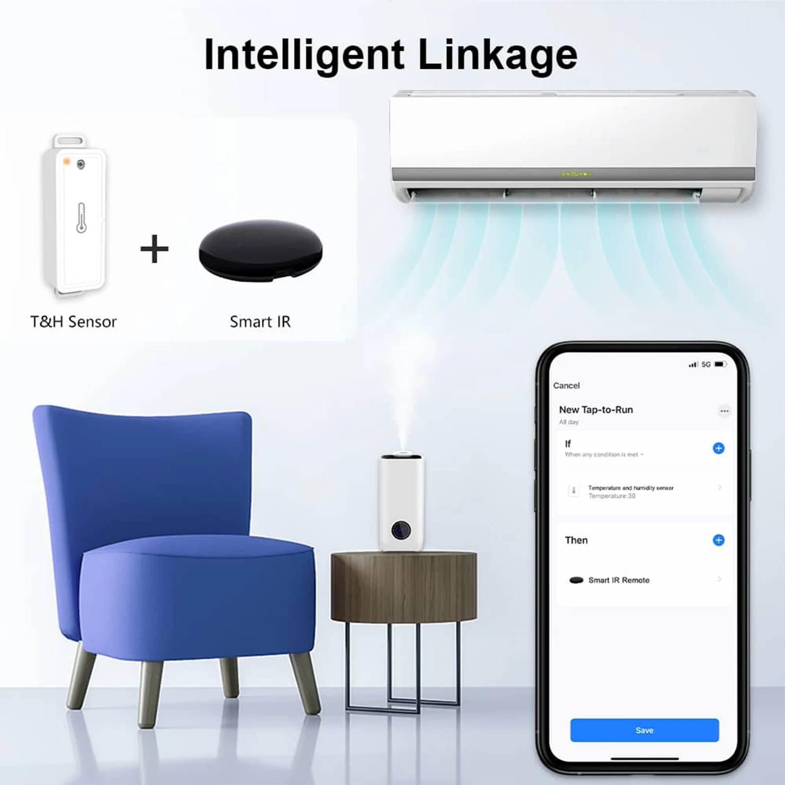 Фото ZigBee Tuya Smart Life Датчик температуры и влажности с дистанционным управлением и поддержкой голосового управления для Goog... №5