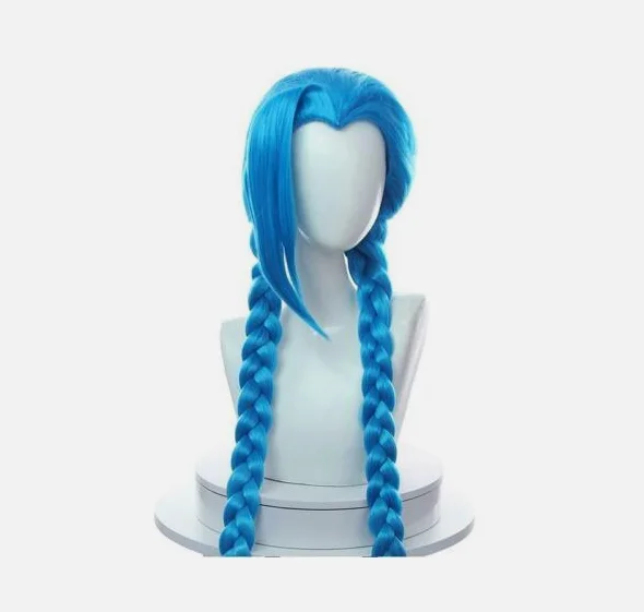 Парики для косплея LOL Arcane Jinx, женские 130 см, длинные синие плетеные синтетические волосы для вечеринок (art.: 3920cd1a8d549) - 3920cd1a8d549