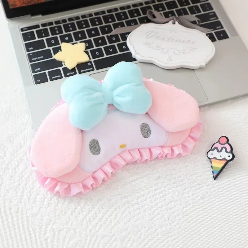 Фото Милый персонаж мультфильма My Melody Hello Kitty Kuromi Cinnamoroll спальная маска Nap кружевная маска в виде листьев лотоса Регулируемый праздничный подарок №5