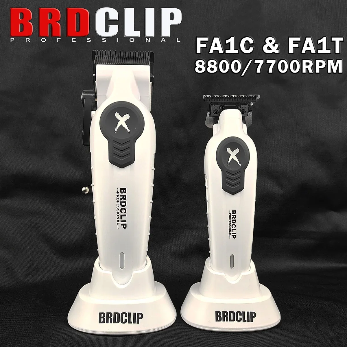 BRDCLIP FA1C FA1T Белый Новое обновление 8800 об/мин DLC FADE Blade Профессиональная парикмахерская машинка для стрижки волос 7700 об/мин Электрический триммер с основанием