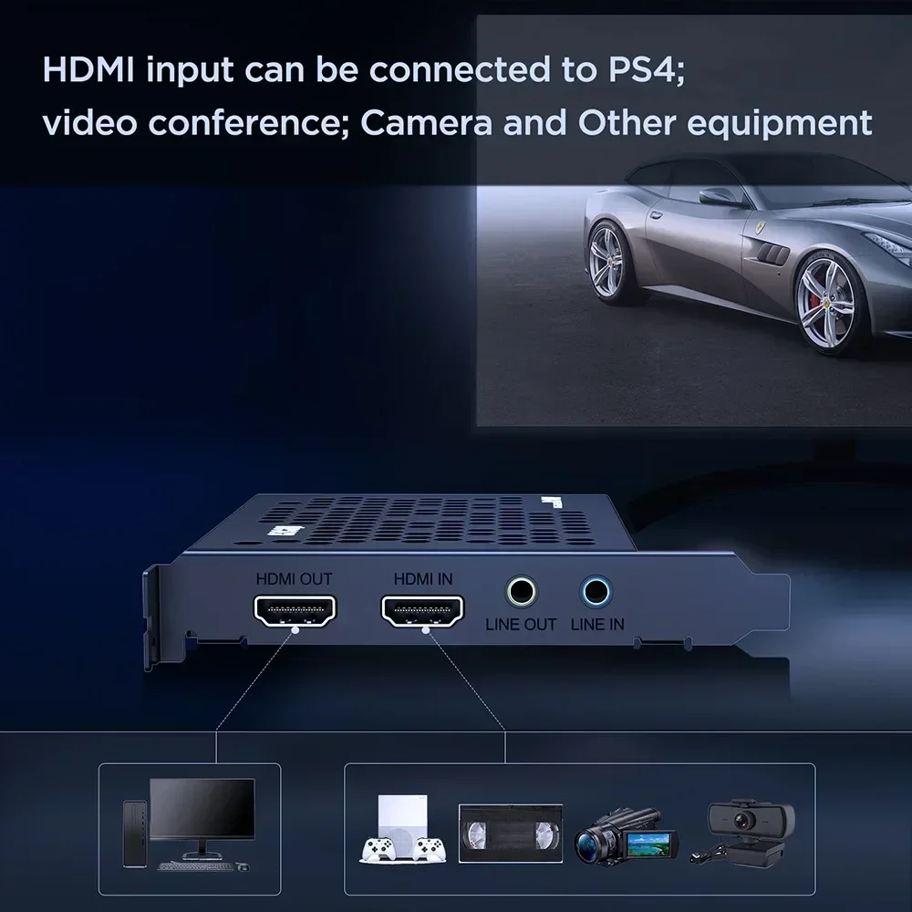Карта захвата видеоигр 324B для живого геймера от 4K до 30 кадров в секунду, 1080P, запись для игр/устреча, прямая трансляция