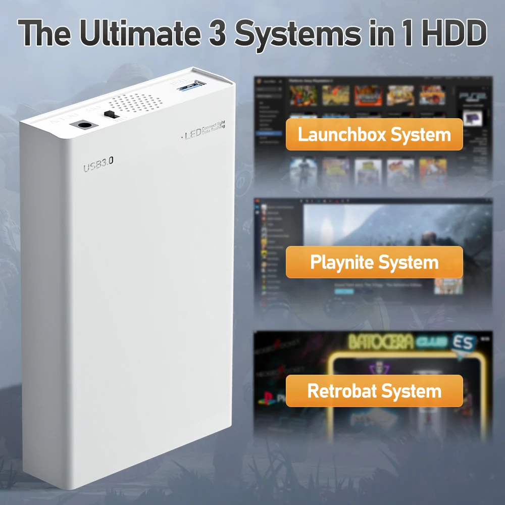 Фото 500G Ретро игровой HDD видео игровая консоль Retrobat & Playnite & Прачечная OS для XBOX/PS3/PS2/Switch/Wii/WiiU/DC/NES с более 38200 играми №3