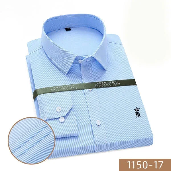 Camisa de manga comprida de alta качества Report e Outono xadrez masculina, cor saltida, business casual, облегающая полоска