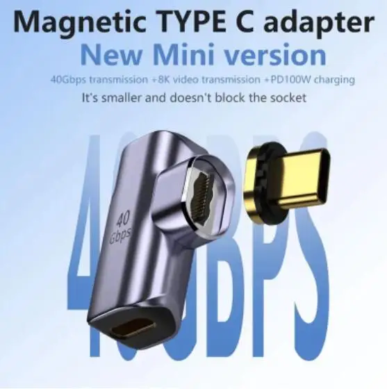 Адаптер USB C магнитный, 24 контакта, USB 100, 40 Гбит/с, 8K, 60 Гц