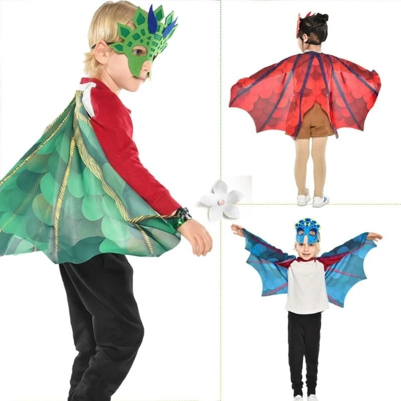 Фото 652f Детей Dinosaur Dinosaur Cape Wing Cloak и Mask Dragon Wing Costume для детей для детей №2