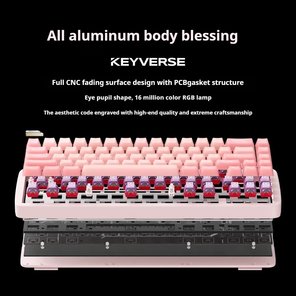 Фото Keyverse Eternity65 ET65 Магнитный переключатель Механическая клавиатура Проводная самоадаптивная система Алюминий RT Пользовательские ПК Киберспортивные клавиатуры №5