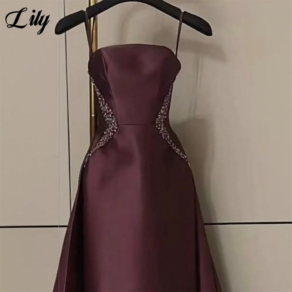 Фото Фиолетовое вечернее платье без бретелек Lily Plum, вечернее платье без рукавов с бисером по бокам فساتين السهرة по индивидуальному заказу №3