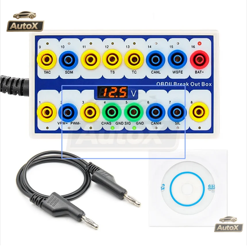 Auto X OBD 2 BreakOut Box 16-контактный OBDII автоматический детектор протокола автомобильный сканер детектор разъема