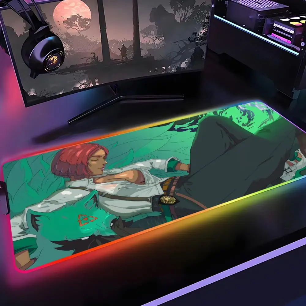 Коврик для мыши Guilty Gear, игровой Настольный коврик Rgb для компьютера, регулируемый светодиодный коврик для мыши, игровые аксессуары, большой коврик для мыши