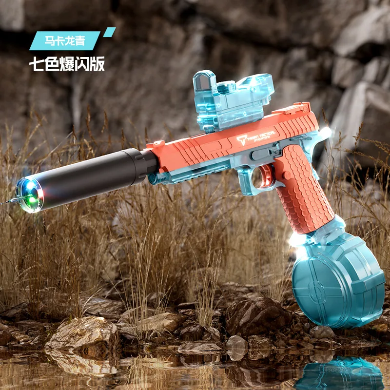 Фото Автоматический электрический водяной пистолет Desert Eagle, игрушки для стрельбы, новые красочные мигающие огни, пляжный бассейн, битва, подарки для взрослых и детей №4