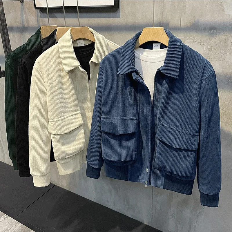 Фото Модная брендовая мужская одежда, топы, вельветовые куртки, Корейская версия, трендовые весенне-осенние куртки для мужчин №3
