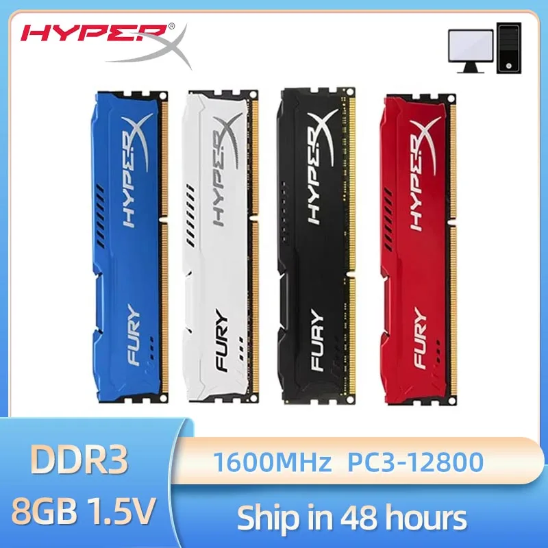 Память HyperX Fury, оперативная память DDR3 8 Гб 1600 МГц, ОЗУ для настольного компьютера, 240-контактный разъем, 1,5 в, Стандартная память, не ECC