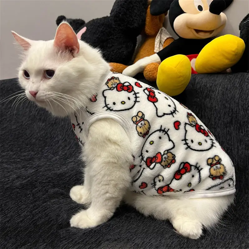 Sanrio Hello Kitty Одежда для домашних животных Симпатичная осенне-зимняя хлопковая одежда Одежда для кошек и собак Kawaii Одежда для животных Товары для домашних животных