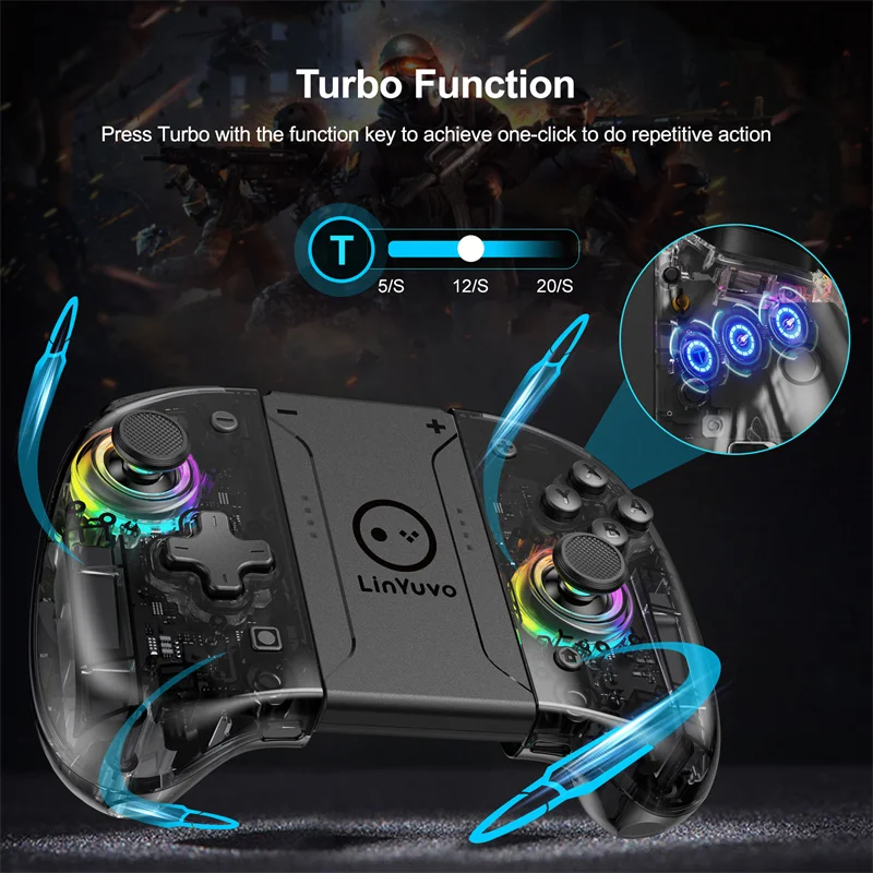 LinYuvo KS37B JoyPad Контроллер Джойстик Геймпад 6-осевой гироскоп Беспроводной переключатель управления с функцией пробуждения для Nintendo Switch Видеоигры и аксессуары