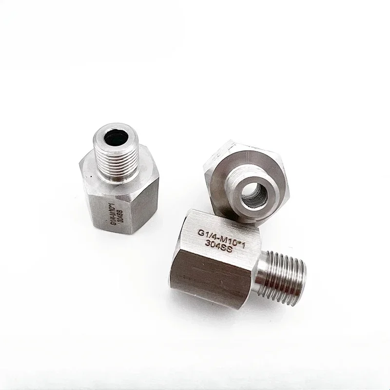 Фото M10 «папа-мама» M4 5 6 8 12 16 20 BSP NPT 1/8 дюйма 1/4 дюйма 3/8 дюйма 1/2 дюйма Шестигранная переходная втулка высокого давления Фитинг из нержавеющей стали 304 №2