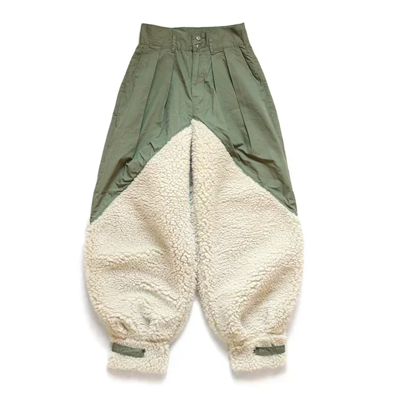 KAPITAL Hirata Hohiro Lamb Cashmere сращенные Amekaji рабочие повседневные мужские свободные зеленые брюки Харлан Брюки