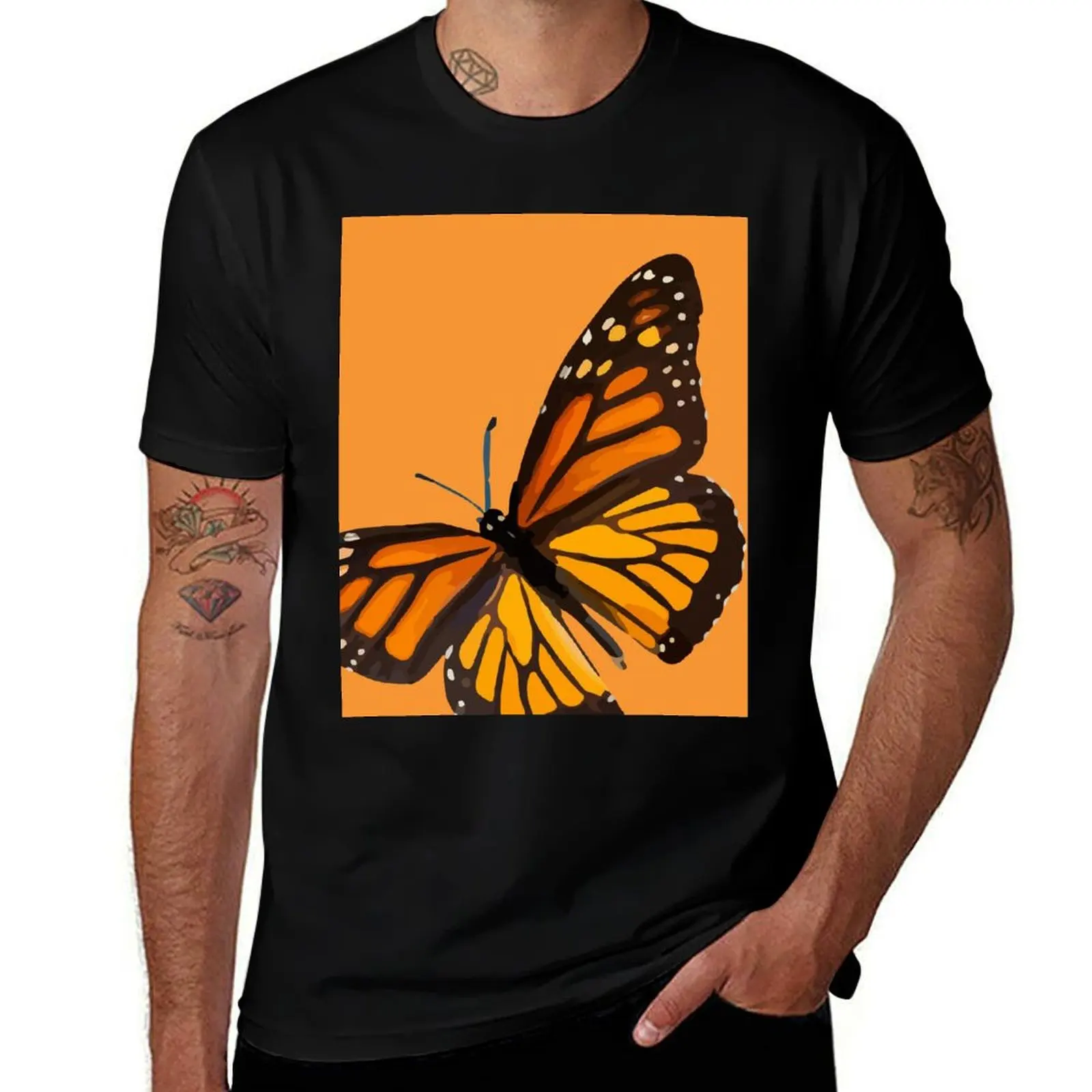 Monarch Butterfly - футболка Burnt Orange, мужская футболка, дизайнерские футболки, хлопок, 100%