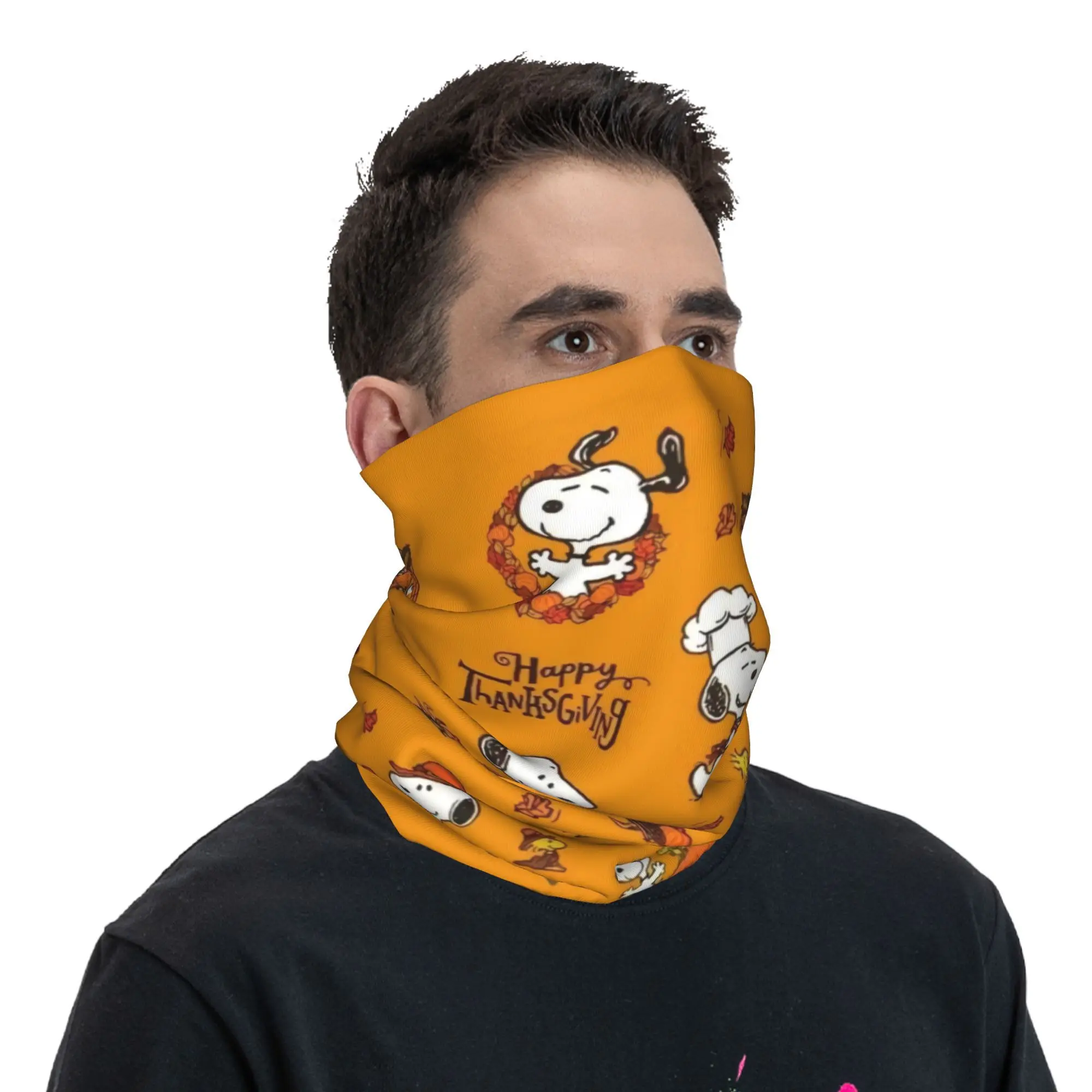 Фото Бандана на заказ S-Snoopys, теплая бандана для женщин и мужчин, зимний лыжный шарф-труба, гетры, чехол для лица на День Благодарения №4