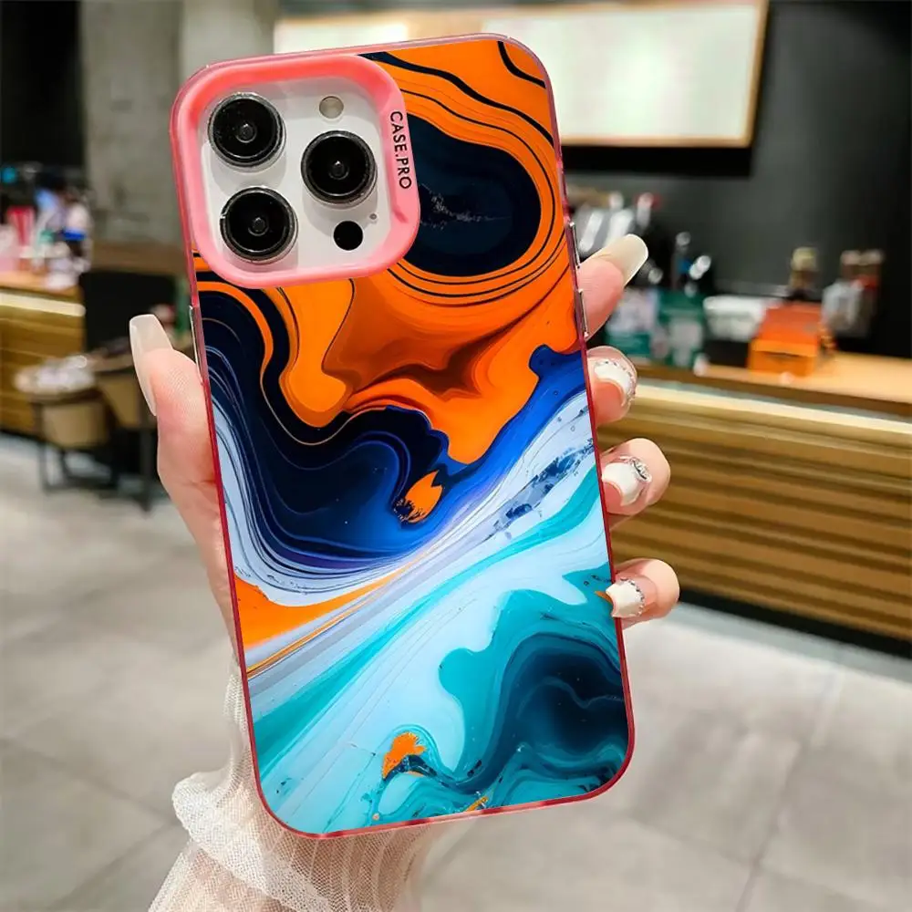 Фото Чехол для телефона с жидким художественным узором, подходящий для iPhone 17, 16, 14, 13, 12, 11 Pro Max, противоударный и защитный чехол от отпечатков пальцев №3