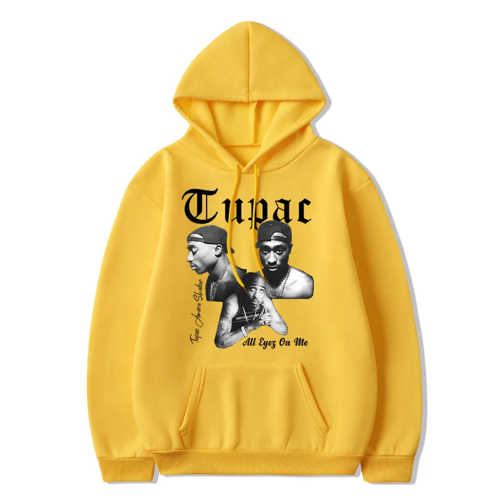 Фото Раппер Tupac 2pac cetak pria/Женская толстовка katun kasual ukuran besar atasan modis tren pakaian uniseks №2