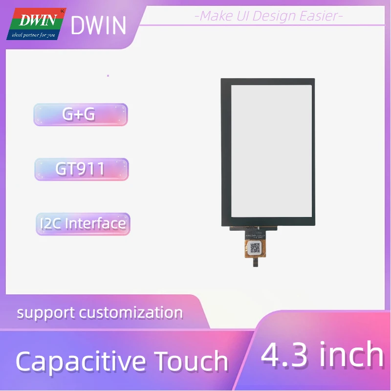 DWIN 4,3-дюймовый емкостный сенсорный экран с 85% светопроницаемостью и структурой G+G Оптоэлектронные дисплеи