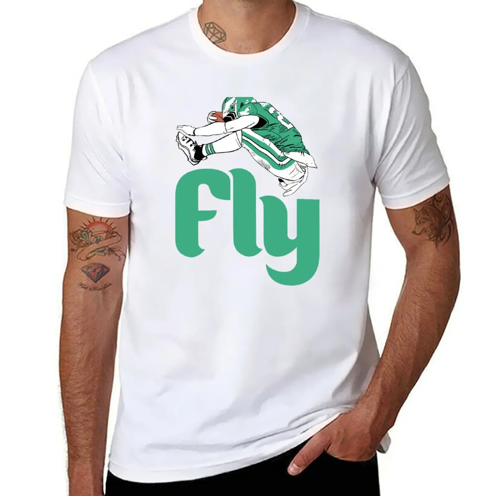 Футболка Fly Saquon Barkley, мужская футболка, мужские футболки с рисунком, хлопковая футболка