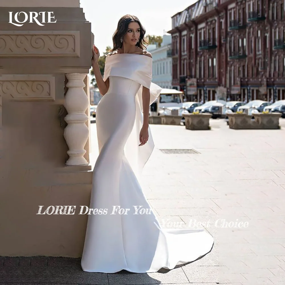 LORIE Простые свадебные платья русалки с открытыми плечами и бантом, свадебные платья с открытой спиной, платье невесты в стиле бохо, индивидуальное robe de mariée