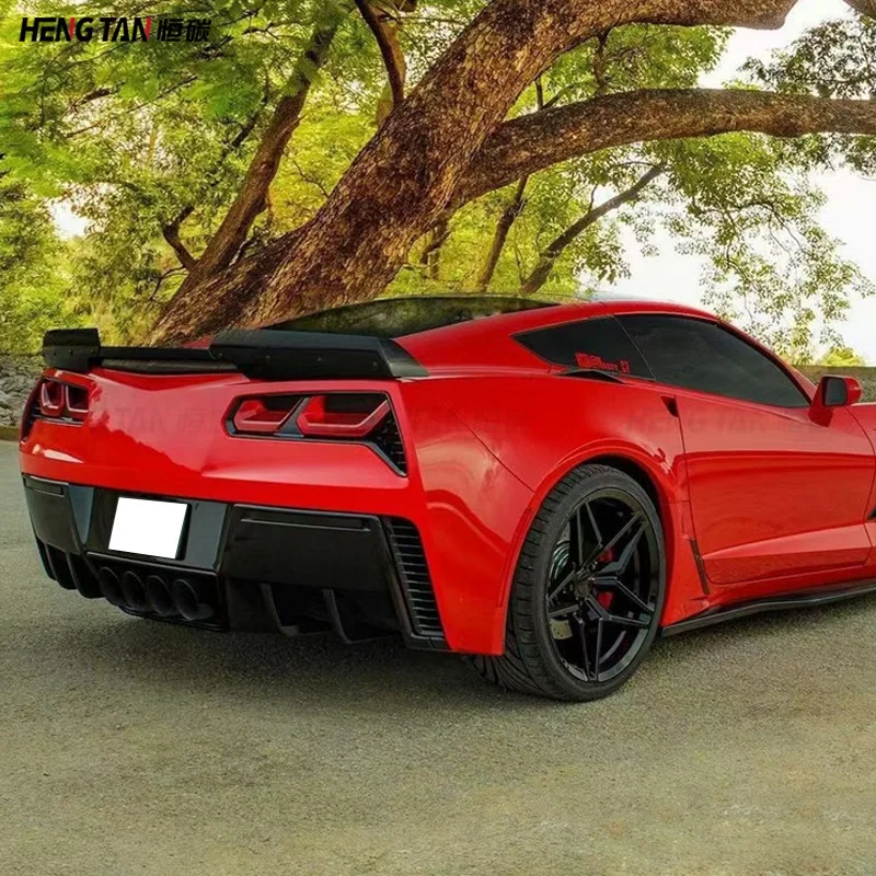 Фото Подходит для 2014 + Chevrolet Corvette C7, модифицированный задний спойлер из углеродного волокна, детали фиксированного крыла №3