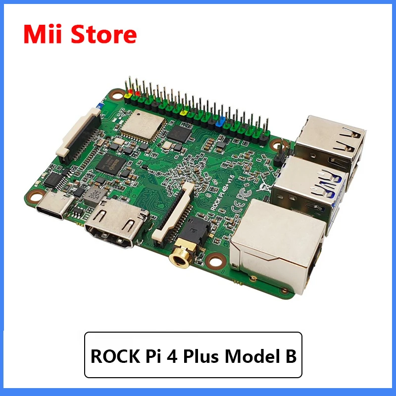 ROCK Pi 4 Plus Модель B Rockchip RK3399 SBC Одиночная плата компьютера eMMC Вспышка Предварительно загруженная с Twister OS Armbian Raspberry pi 4