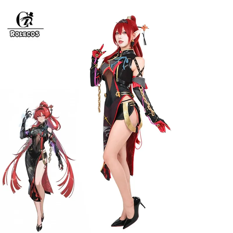 ROLECOS Game Wuthering Waves Yinlin Косплей Костюм Jinzhou Patroller Yinlin Женская Cheongsam Униформа Хэллоуин Вечеринка Наряд