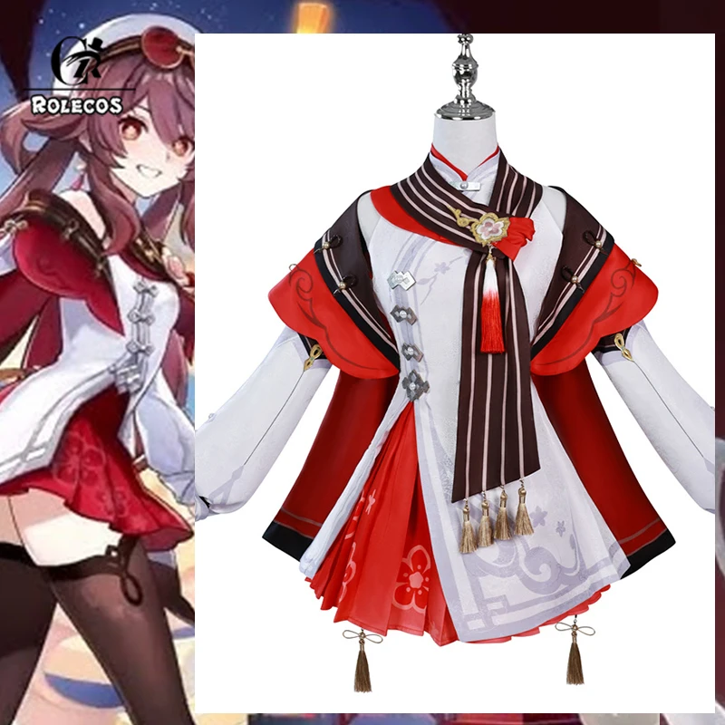 ROLECOS Genshin Impact Lantern Rite Hu Tao Косплей Костюм Cherries Snow Laden Hu Tao Женский костюм Хэллоуин Платье для ролевых игр