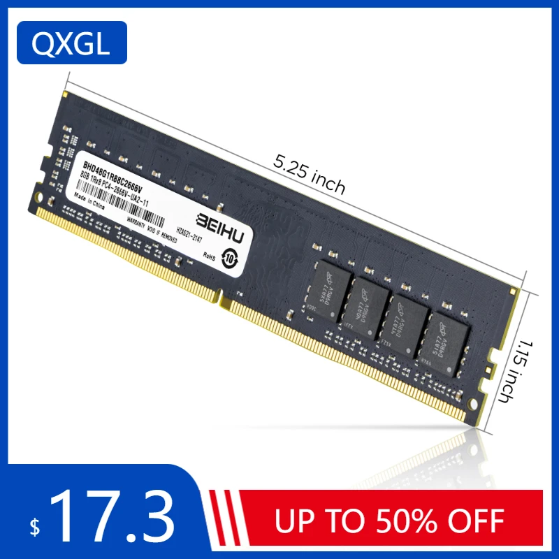 Фото QXGL DDR4 4 ГБ 8 ГБ 16 ГБ DDR4 ОЗУ PC4-21300 CL19 1,2 в 288 настольная память с радиатором ОЗУ ПК Dimm для всех материнских плат №1