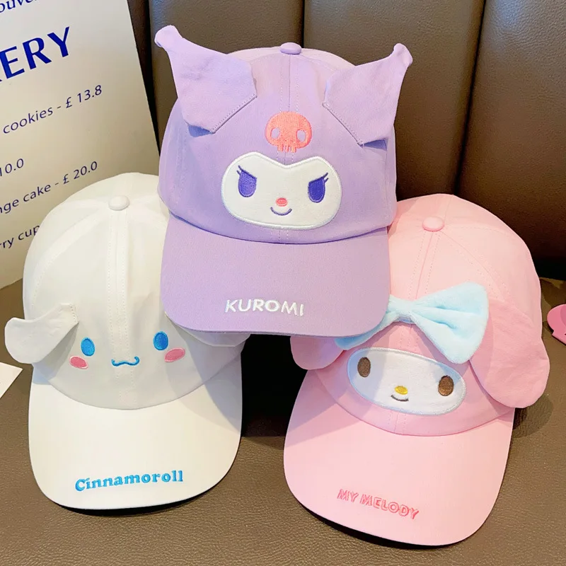 Фото Мультяшная шляпа Sanrio Hello Kitty Kuromi My Melody, детские кавайные солнцезащитные шляпы, дорожная солнцезащитная шляпа, кепка для девочек, бейсболка, детский подарок №4