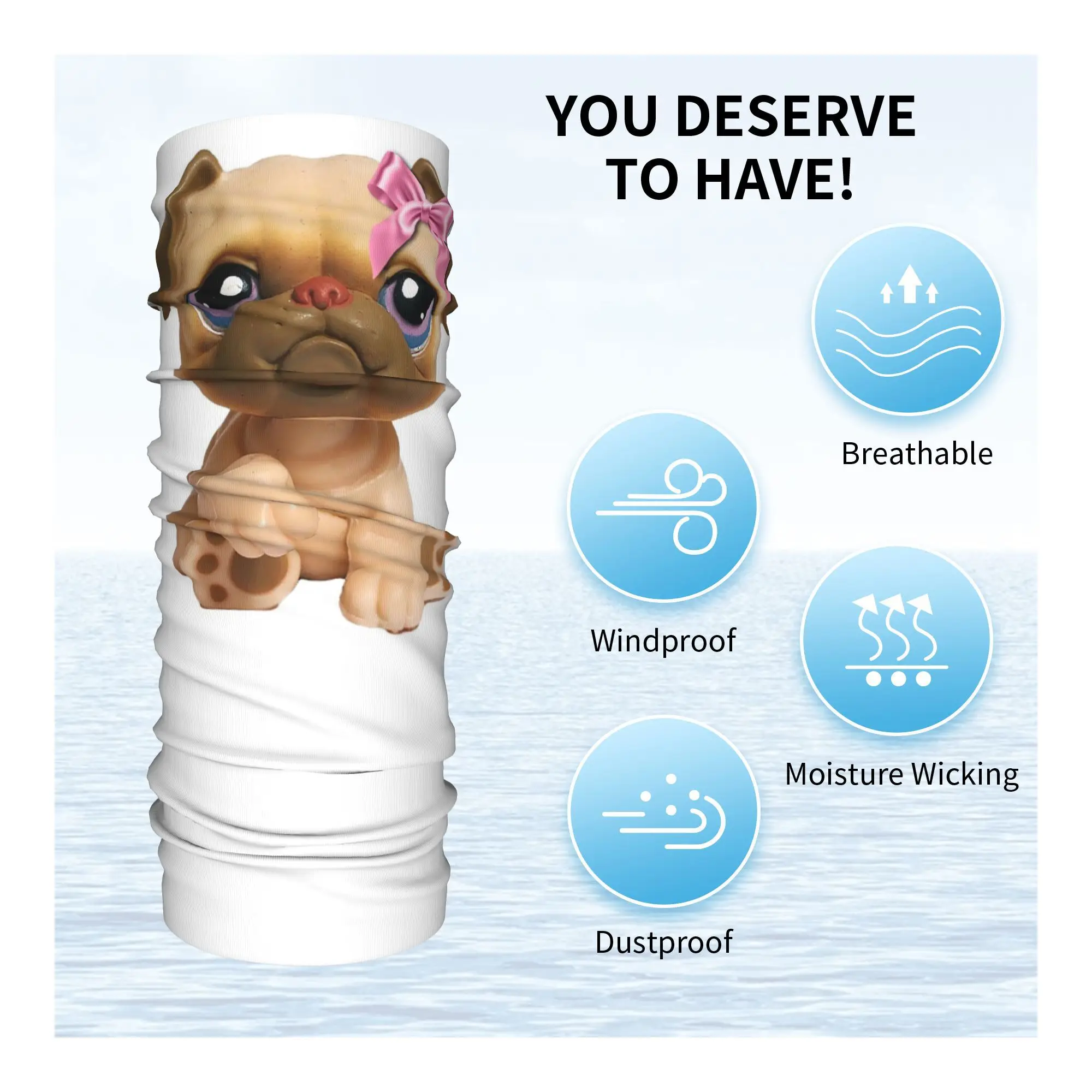Фото Кокетка Littlest Pet Shop LPS Bulldog 451, бандана, гетры с принтом, маска, шарф, многофункциональная Балаклава для верховой езды №4