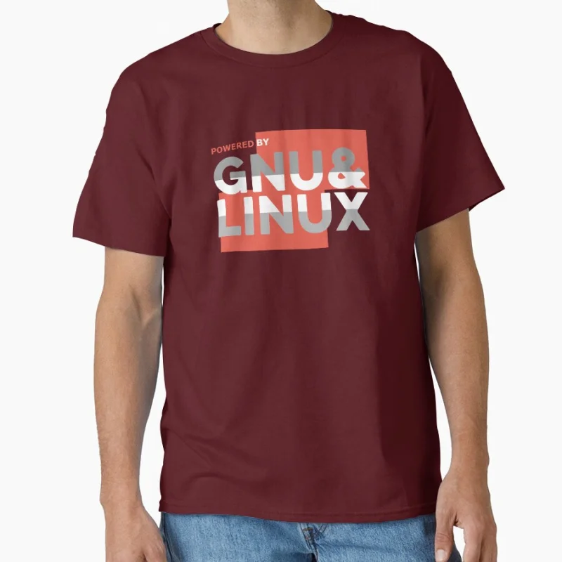 Фото Powered by GNU & Linux Funny Ubuntu software engineer gift T-shirt for developer large size Adult Tops S-6XL mens clothing №3