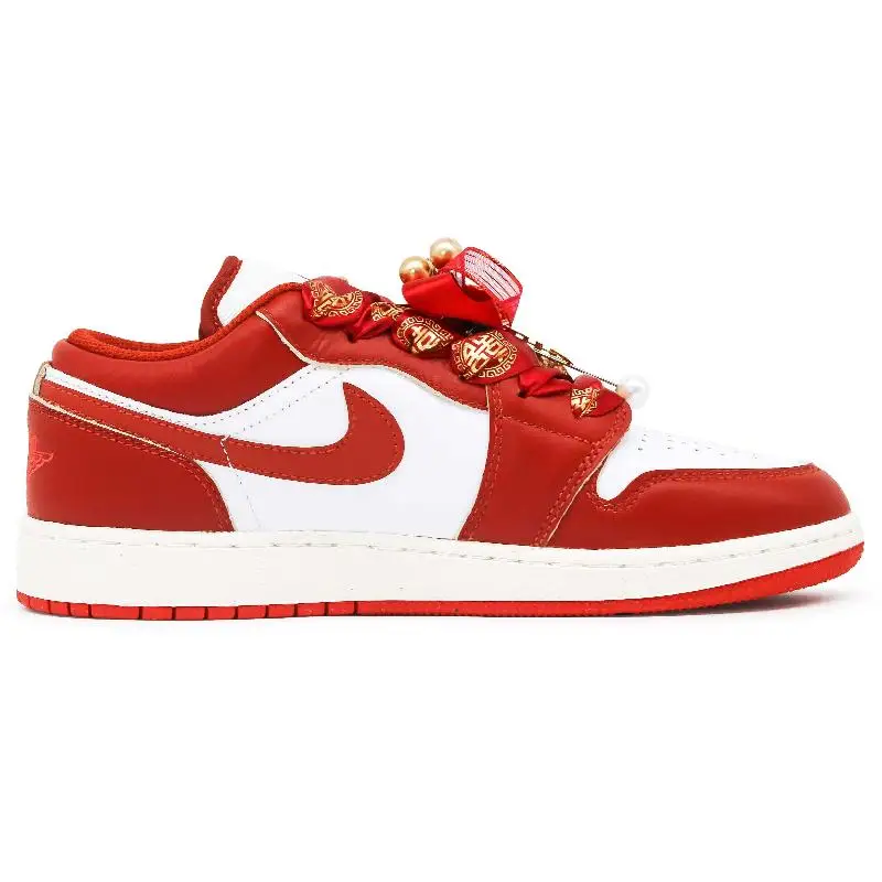 Фото 【Настроить】Винтажные баскетбольные кроссовки Air Jordan 1, унисекс, низкие красные/золотые/белые кроссовки FJ3459-160 №3