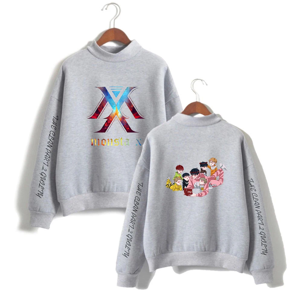 Фото Classic Kpop MONSTA X NEW Album 'FOLLOW':FIND YOU Team 2D Print Fans Women/Men High Collar Sweatshirt Casual Turtlenecks Clothes №3