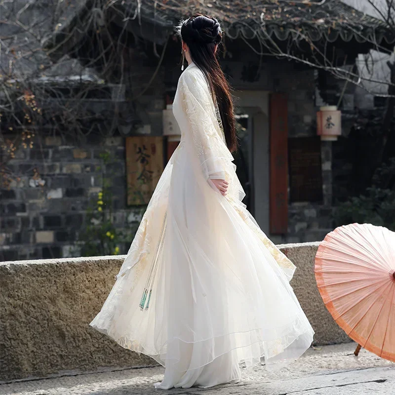 Фото Платье для детей и взрослых Hanfu, костюм для народных танцев, традиционный китайский национальный стиль, Классическая принцесса династии ханьцев №2