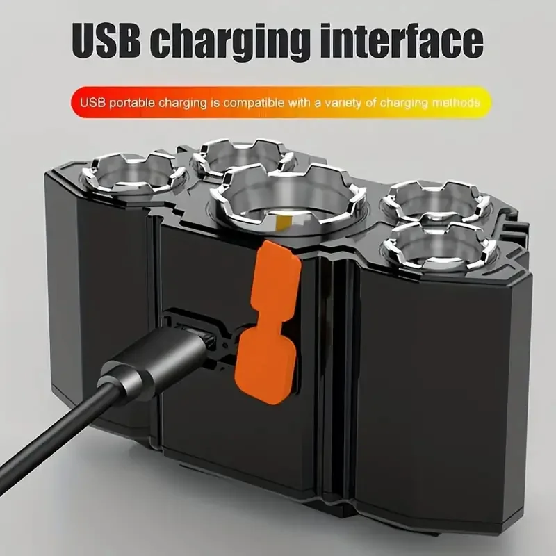 Фото Фонарь налобный водонепроницаемый с USB-зарядкой и креплением на голову №4