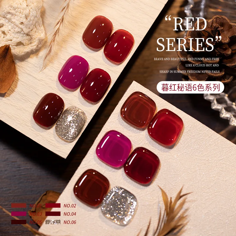Фото Гель-лак для ногтей Cherry Wine Red, 10 мл, полупостоянный, замачиваемый, УФ-лак для ногтей, гель для маникюра, осенне-зимний стиль, маникюрный салон №2