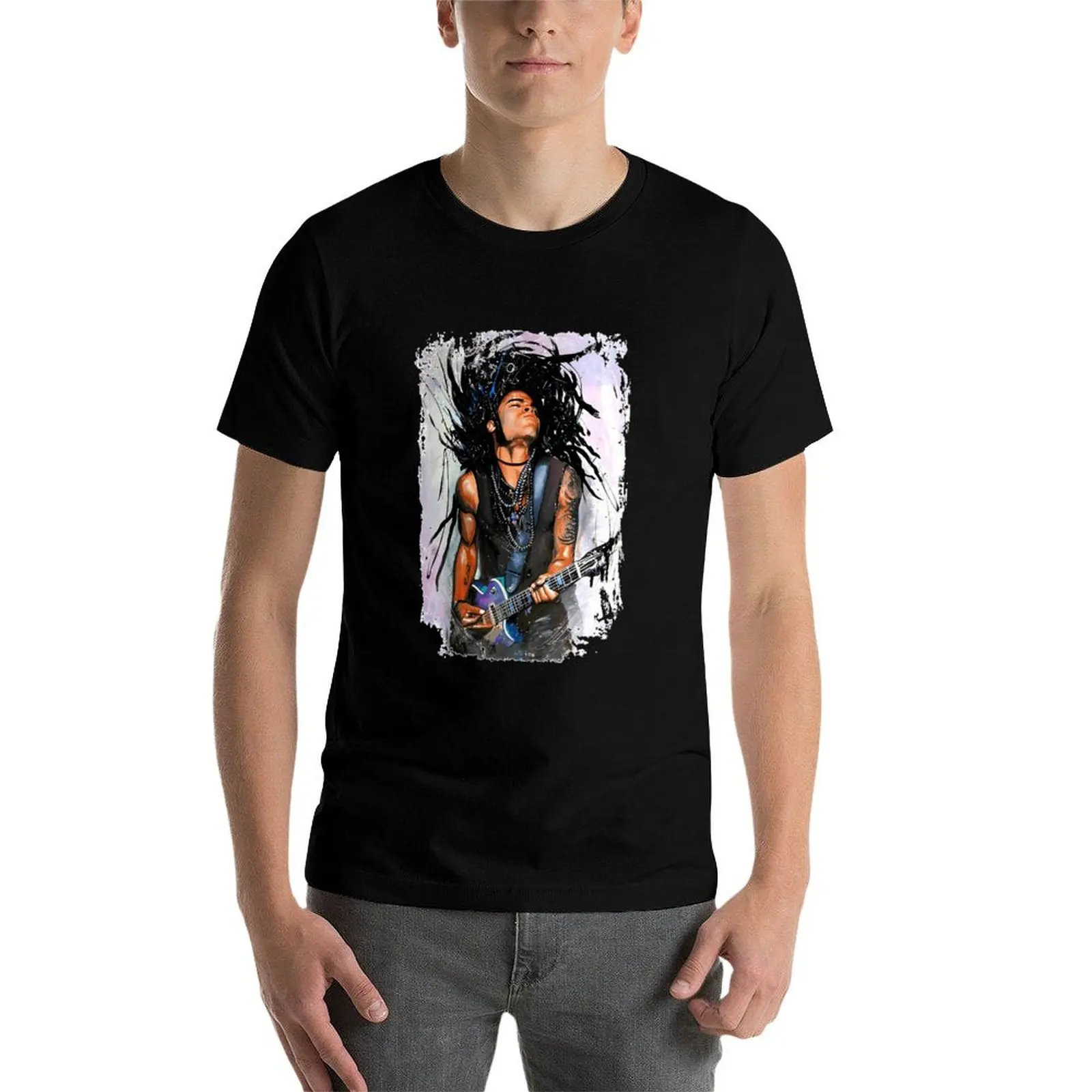 Фото Art-color-Lenny-Kravitz-singer-rock-music-- футболки модные рубашки с графическим рисунком блузка винтажная одежда футболки для мужчин хлопок №4