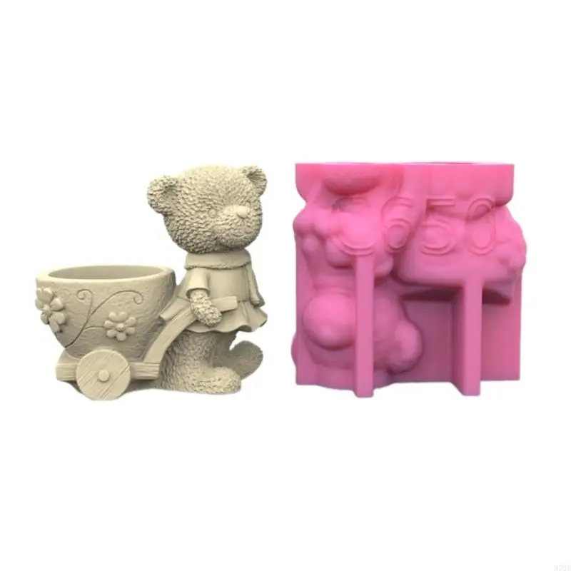 97qe Bear Flowerpot Силиконовая плесень держатель пера цементный плантатор плесень садовые украшения
